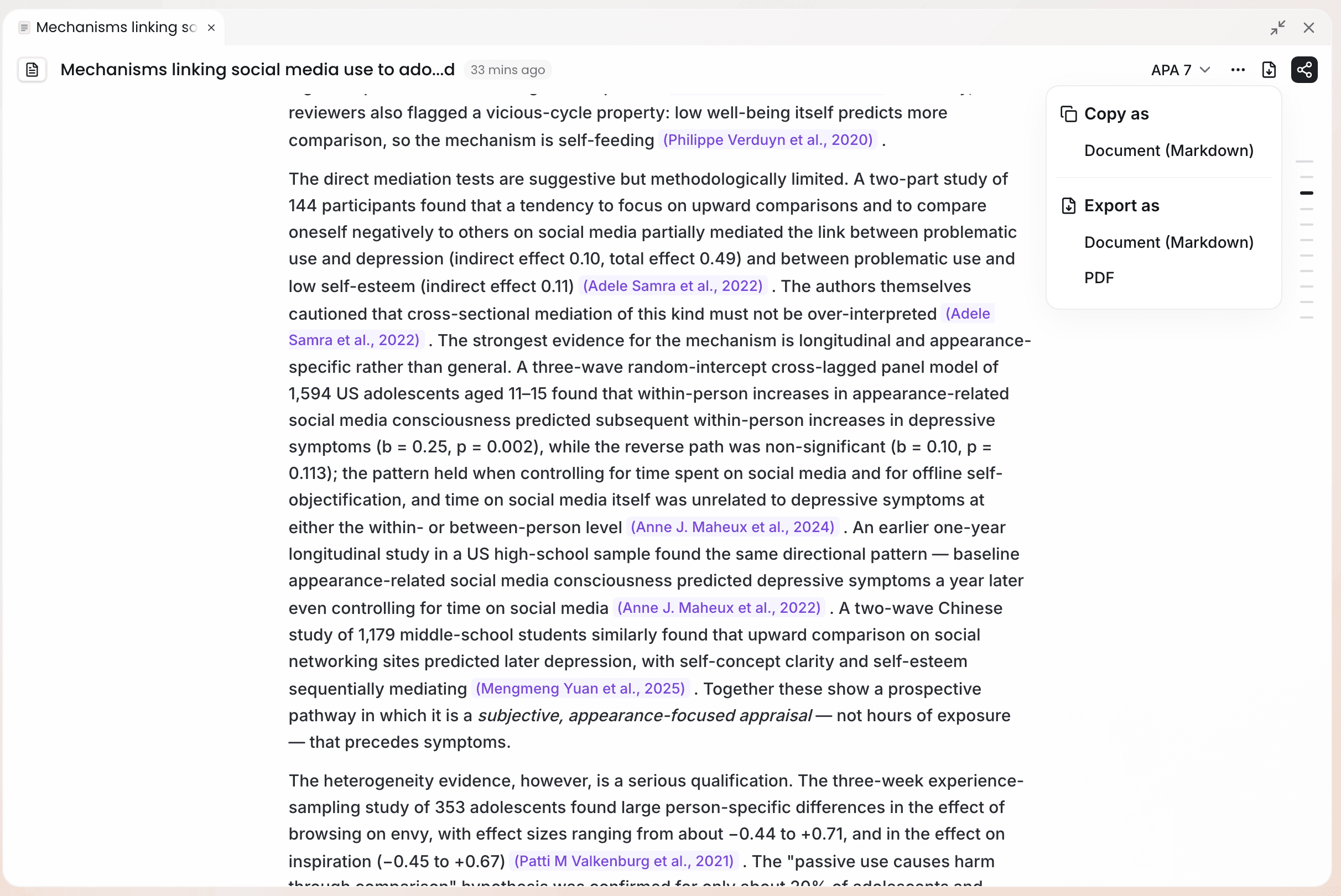 The Copy & Export menu in the editor's top bar