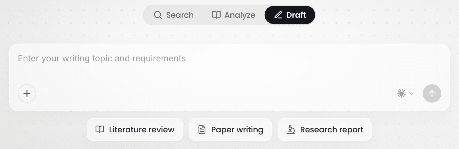 The input box and three ways to start under the Draft tab